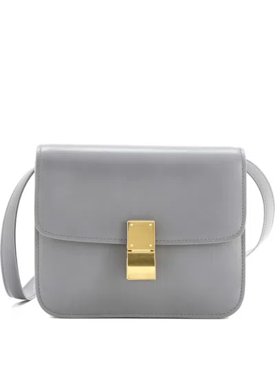 Pre-owned Celine Classic Box Bag Smooth Leather Teen Shoulder Bag In Gray