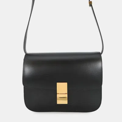 Pre-owned Celine Classic Box Black Box Calf Leatherleather Size Medium