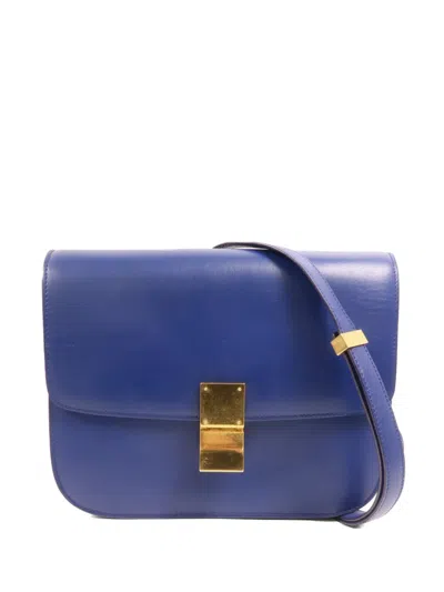 Pre-owned Celine Classic Box Calfskin Shoulder Bag In Blue