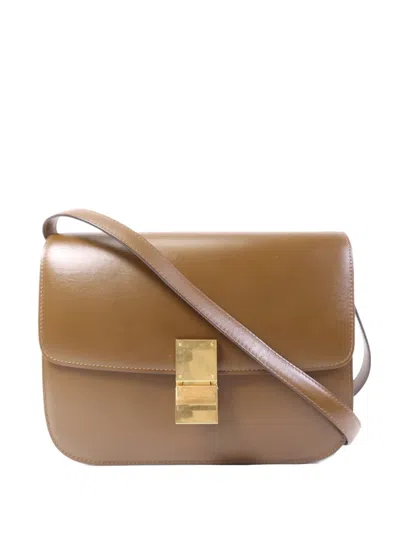Pre-owned Celine Classic Box Calfskin Shoulder Bag In Brown