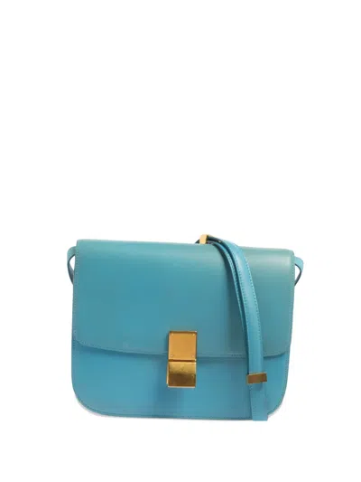 Pre-owned Celine Classic Box Leather Shoulder Bag In Blue