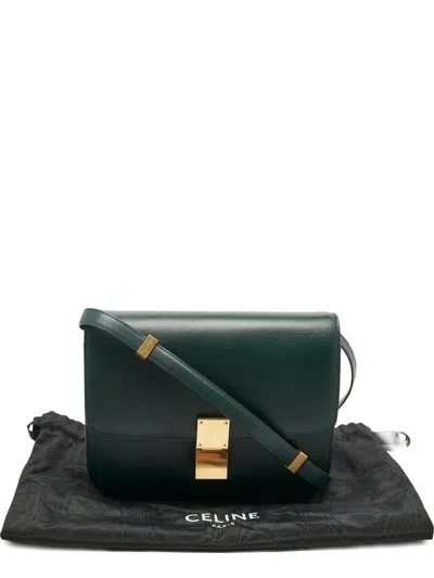 Pre-owned Celine Classic Box Leather Shoulder Bag In Green