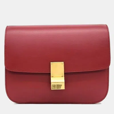 Pre-owned Celine Classic Box Medium Bag In Red