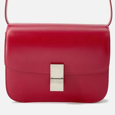Pre-owned Celine Classic Box Shoulder Bag Red Leather Size Medium