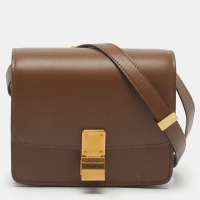 Pre-owned Celine Classic Box Small Brown Leather Crossbody Bag