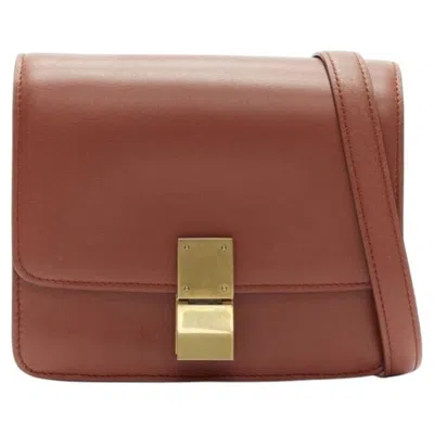 Pre-owned Celine Classic Box Tan Brown Calfskin Gold Clasp Adjustable Crossbody Bag Small