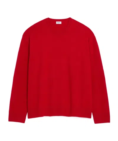 Celine Classic Elbow-patch Crewneck Sweater In Red