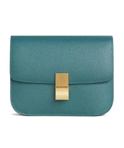 Celine Classic Medium Cork Calf Leather Shoulder Bag In Blue