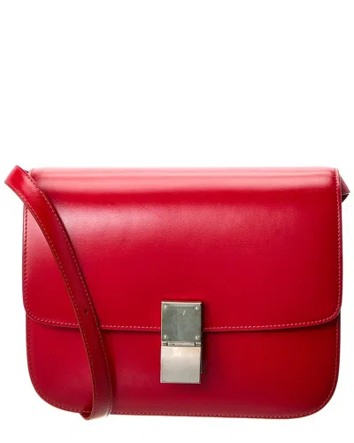 Celine Classic Medium Cow Leather Polished Shoulder Bag In Red
