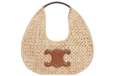 Pre-owned Celine Classic Panier Raffia Hobo Bag Natural/tan