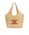 Shop Celine Classic Panier Shopper Cabas In Raffia And Calfskin In Natural/tan