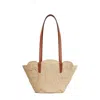 Celine Classic Panier Medium Triomphe Woven Bag In Raffia And Calfskin In Brown