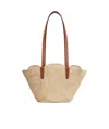 Celine Classic Panier Medium Triomphe Woven Bag In Raffia And Calfskin In Brown