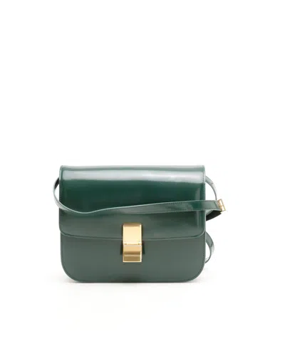 Celine Céline Classic Patent Box Flap Bag In Green