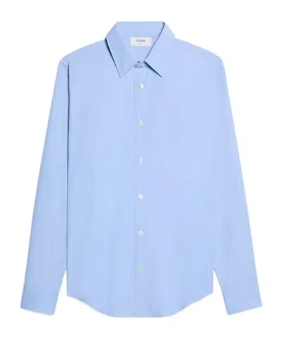 Celine Classic Shirt In Cotton Chambray In Blue