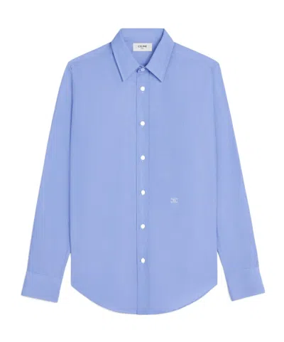 Celine Classic Shirt In Cotton Poplin In Blue