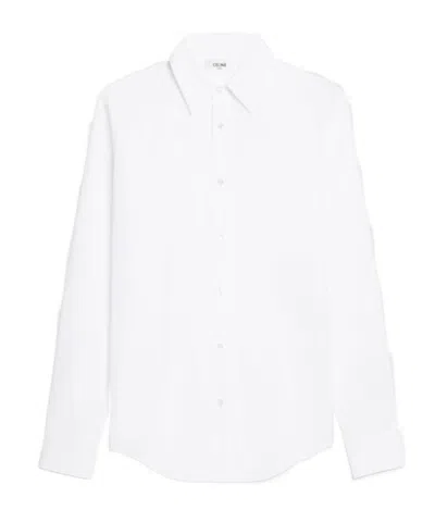 Celine Classic Shirt In Cotton Poplin In White
