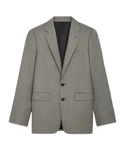 Celine Classic Striped Flannel Jacket In Gray