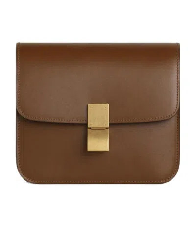 Celine Classic Teen Polished Cowhide Handbag In Brown