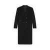 Celine Double-breasted Wool Coat With Padded Shoulders And Tailored Fit In Black