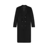 Celine Double-breasted Wool Coat With Padded Shoulders And Tailored Fit In Black