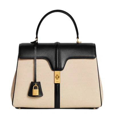 CELINE CLASSIQUE 16 BAG IN TEXTILE AND CALFSKIN