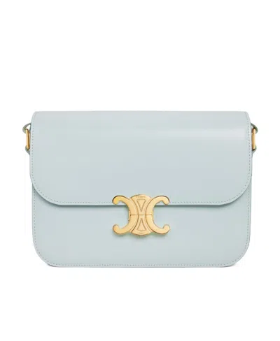 Celine Classique Triomphe Bag In Shiny Calfskin In Blue