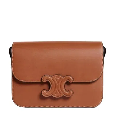 Celine Classique Triomphe Cow Leather Handbag In Brown