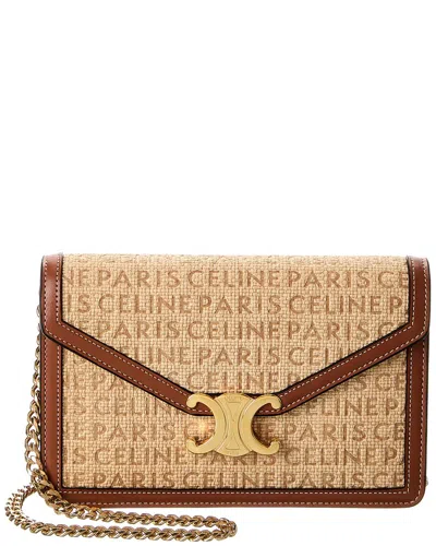 Celine Classique Triomphe Raffia & Leather Shoulder Bag