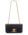 Celine Claude Leather Chain Shoulder Bag In Black