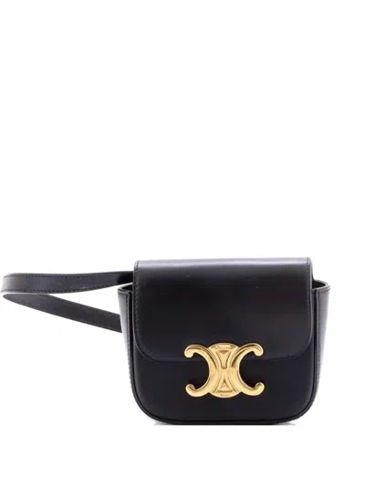 Pre-owned Celine Claude Leather Mini Shoulder Bag In Black
