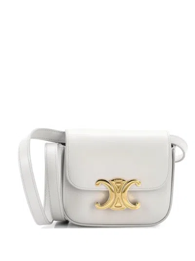 Pre-owned Celine Claude Leather Mini Shoulder Bag In Gray