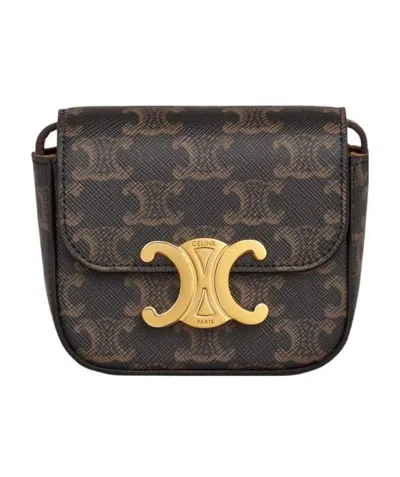 CELINE MINI CLAUDE IN TRIOMPHE CANVAS AND CALFSKIN