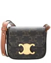 Celine Claude Mini Triomphe Coated Canvas & Leather Shoulder Bag In Brown
