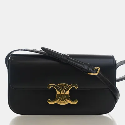 Pre-owned Celine Claude One Size Black Shiny Calfskin Leather Shoulder Bag