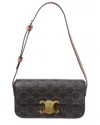 Celine Claude Classic Triomphe Logo-printed Shoulder Bag In Brown