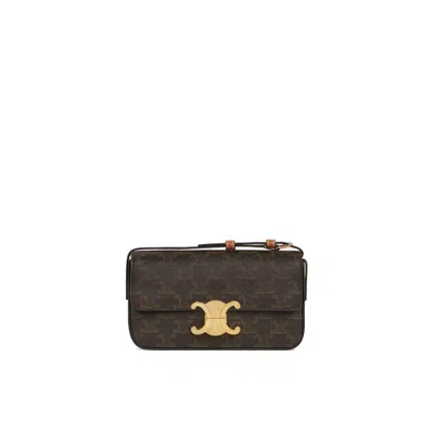 Celine Claude Triomphe Shoulder Bag In Black