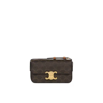 Celine Claude Triomphe Shoulder Bag Women In Brown