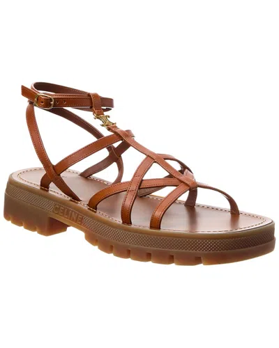 Celine Clea Strappy Leather Sandal In Brown