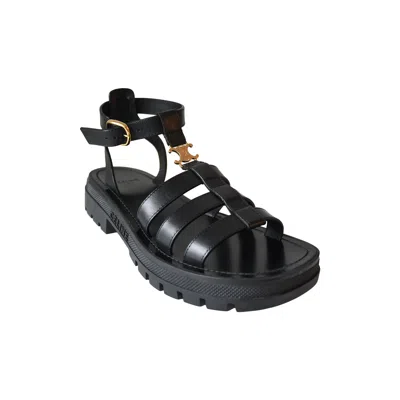 Celine Clea Triomphe Gladiator Chunky Sandal Black In Animal Print