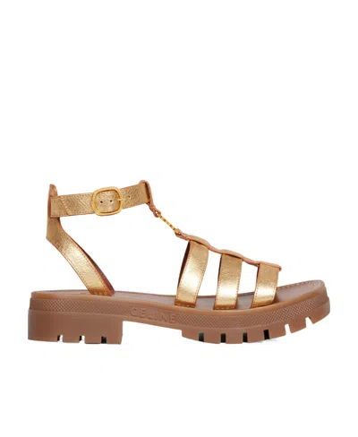 Celine Clea Triomphe Gladiator Chunky Sandals In 35or