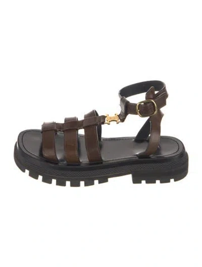 Pre-owned Celine Clea Triomphe Gladiator Leather Gladiator Sandals In Brown