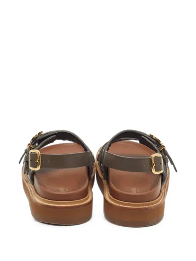 Pre-owned Celine Clea Triomphe Slingback Sandals In Grey