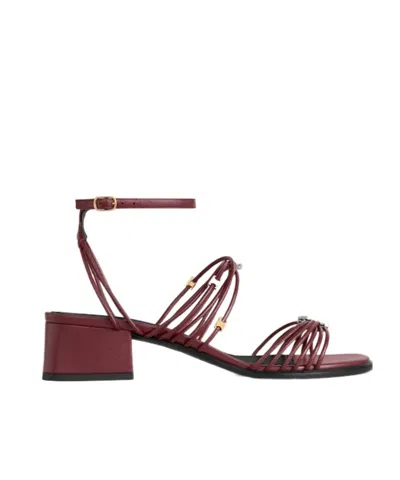 Celine Clémence Heeled Sandal In Goatskin In Red