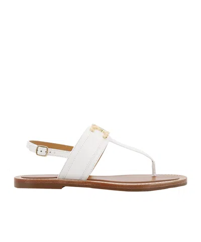 Celine Clim-toed Flat Sandals In White