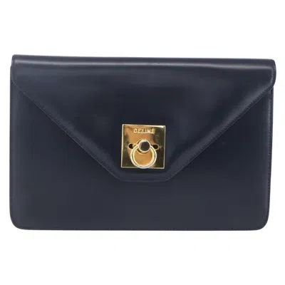 Pre-owned Celine Clutch Bag Leather Navy Leather Clutche & Pouche Bag () In Blue