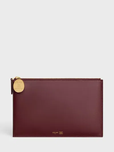 Celine Duo Pouch In Lambskin In White