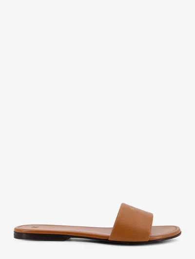 Celine Coast Mule Leather Sandals In Brown