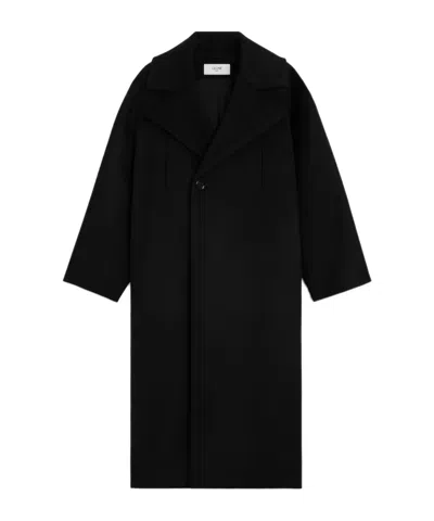Celine Coat In Wool Cloth In Black