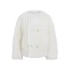 Celine Luxurious Double-breasted Faux Fur Coat In White